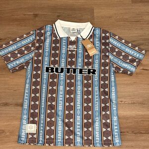Umbro x Butter Geometric Jersey in Blue and Brown
